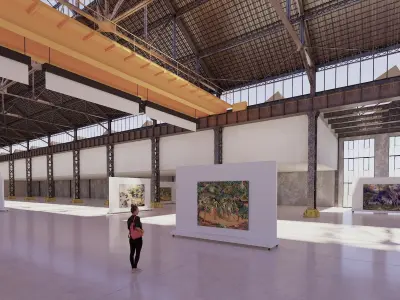 Art Gallery in Vintage Warehouse 3D model
