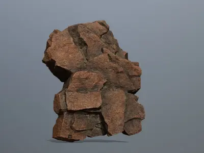 Stone rock sculpture Low-poly 3D model