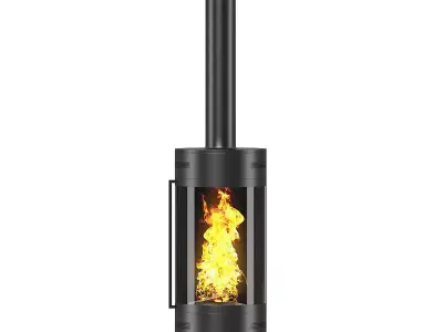 Round Metal Fireplace 2 3D model