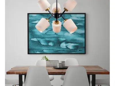 Duncanson 6-Light Sputnik Modern Linear Chandelier 3D model