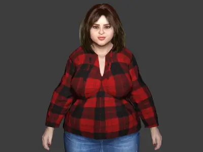 AAA 3D REALISTIC FAT GIRL CHARACTER - CASUAL OUTFIT Low-poly 3D model