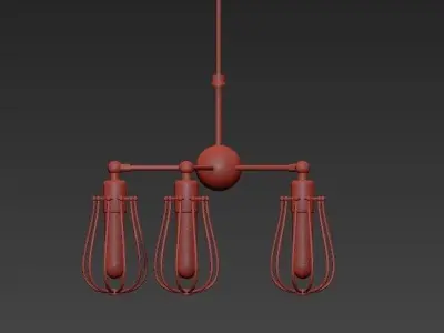 Industrial cage chandelier 3D model