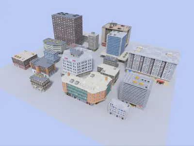 20 city building collection Low-poly 3D model