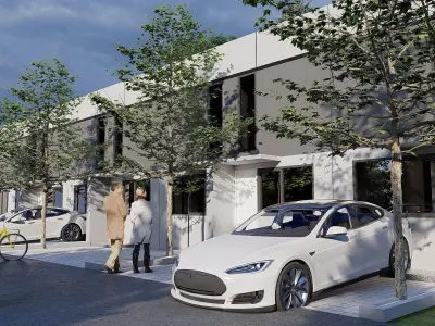 Narrow Modern House 3D Model 3 3 x 11 5 M Skp Lumion and DWG 3D model