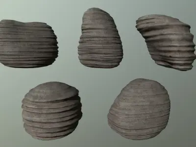 Rock Set stone beehive Low-poly 3D model
