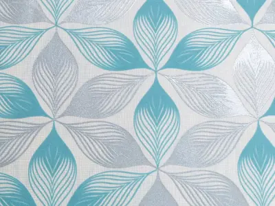 Teal Silver Geometric Leaf Wallpaper  Texture