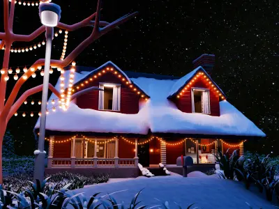 Premium 3D Winter House in Blender 3D model