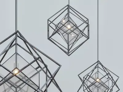 Cubist Small Chandelier Black 3D model