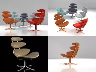Corona four different chairs 3D model