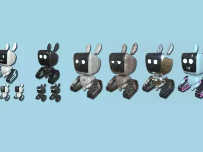 06 Cute Robots Collection B - Character SciFi Design 3D Model Pack