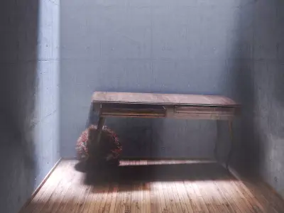 Wooden Old Table With Drawers Free 3D model