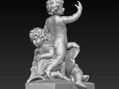 Angels 5 3D model statue of three cupids 3D print model