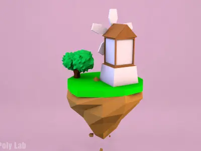 Cartoon Mill Low-poly 3D model