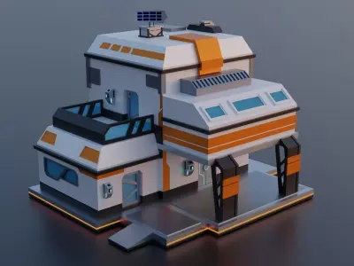 Sci-fi Building  Low-poly 3D model