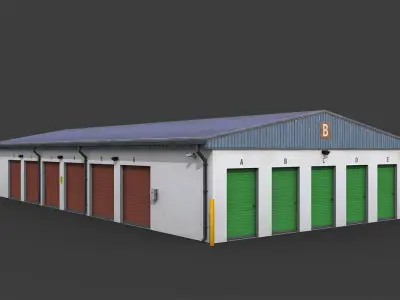 Selfstorage Warehouse Building Low-poly 3D model