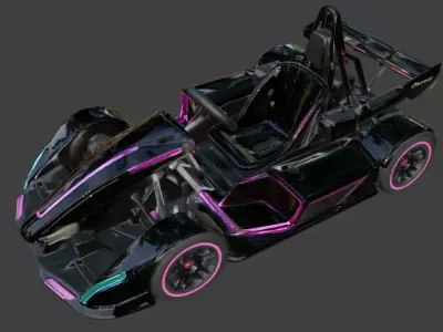 Cyberpunk Neon Go Kart 3D Model v01 Low-poly 3D model