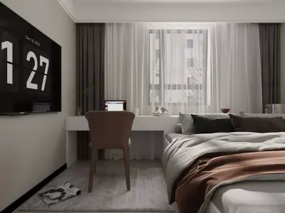 Modern minimalist bedroom 3D model shop