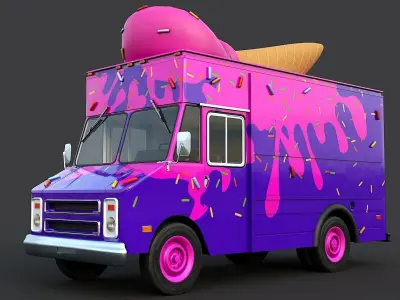Step Van Ice Cream Low-poly 3D model