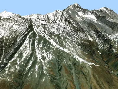 Mountain landscape Tebulosmta 4492 m Russia Checenija 3D model
