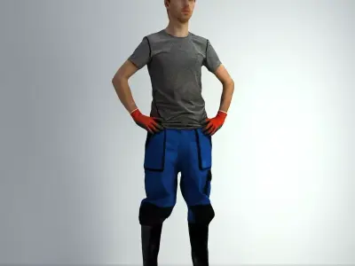 3D Scan Man Gardenner Worker 011  3D model