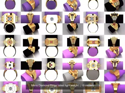 Mens Diamond Rings latest light weight  3D Model Pack