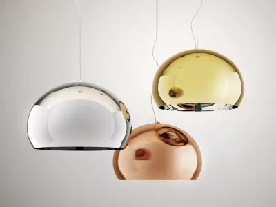 Fly three gold and silver pendant lights 3D model