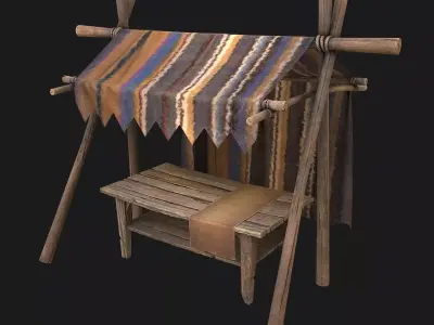 Market Stand Low-poly 3D model