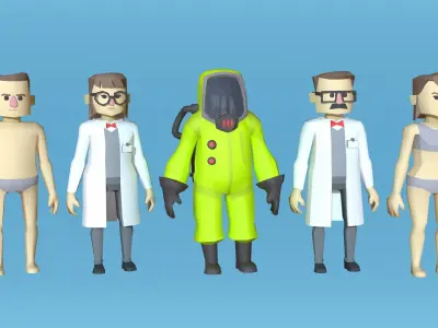 Cartoon lowpoly characters  pack Low-poly 3D model