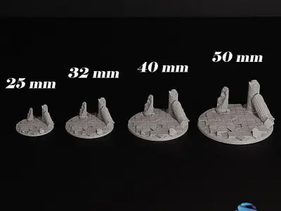 Ancient Ruins Base Set  25 -32 -40 -50mm Pre-supported for SLA 3D print model