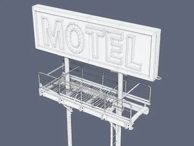 Old Motel Sign Low-poly 3D model