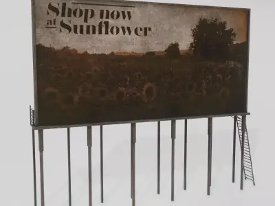 Old Billboard Low-poly 3D model