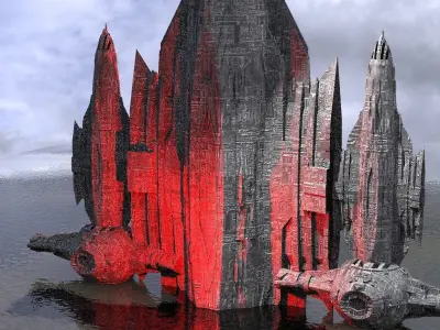 Ocean Drake interceptor Ocean Ship Base Kitbash 5 3D 3D model