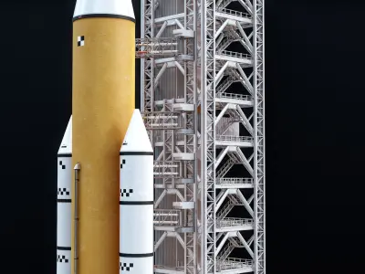  SLS Mobile Launcher Platform Crawler NASA Transporter With The Launchpad PBR 