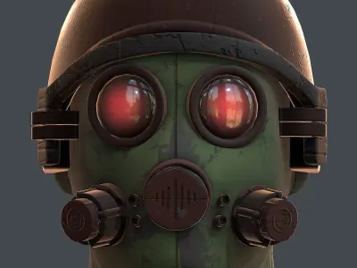Gas mask helmet 3d model scifi Low-poly  Low-poly 3D model 204