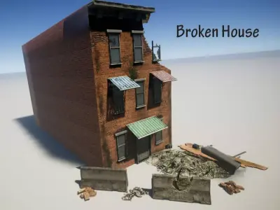 Broken House Low-poly 3D model