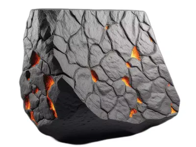 Glowing Cracked Lava Rock Low-poly 3D model