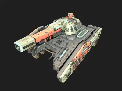 Stylized Sci Fi Space Tank-2 Low-poly 3D model