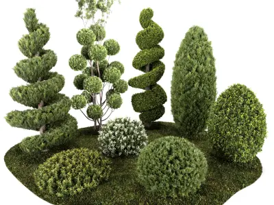 Groups of outdoor Decorative trees - Bushes - and Hedges 3D model
