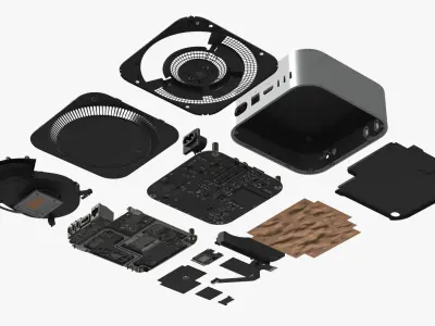  Mac Mini M4 Exploded Computer Hardware Silver 