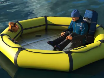  Advanced Life Raft with Tourist Inside 