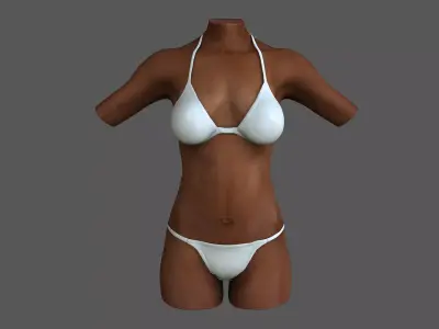 African American Female Torso Skin Texture 3D model