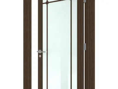 Door-033 wooden door with glass panels 3D model