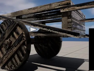 Medieval Wooden Cart Low-poly 3D model get