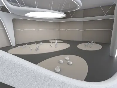 Futuristic Exbition Conference hall Interior 3D model