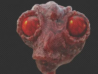 Alien Head - rigged - animated 3D model