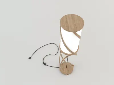 Bamboo floor lamp 3 Low-poly 3D model