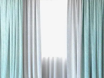 Curtains 54 Curtains with Tulle 3D model