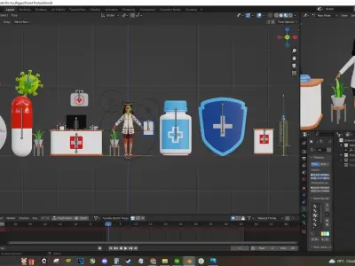 Doctor Cartoon Female Character 3D model