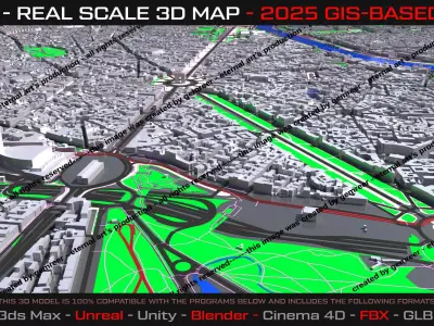 Paris 3D Map - Real Scale - 2025 Gis Data 3D model