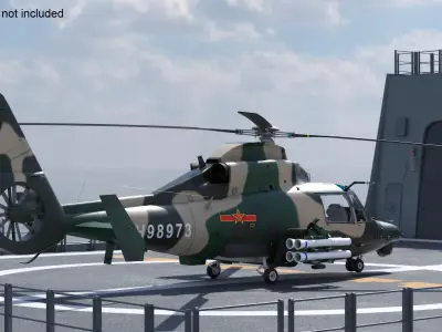  Military Harbin Z-9WZ Helicopter on Naval Ship Deck 